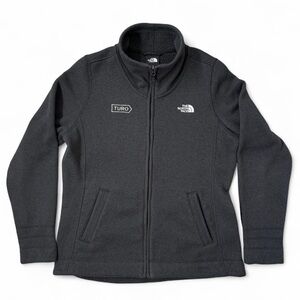 The North Face Gray/Black Knit Full Zip Polyester Jacket Womens Size Large TURO
